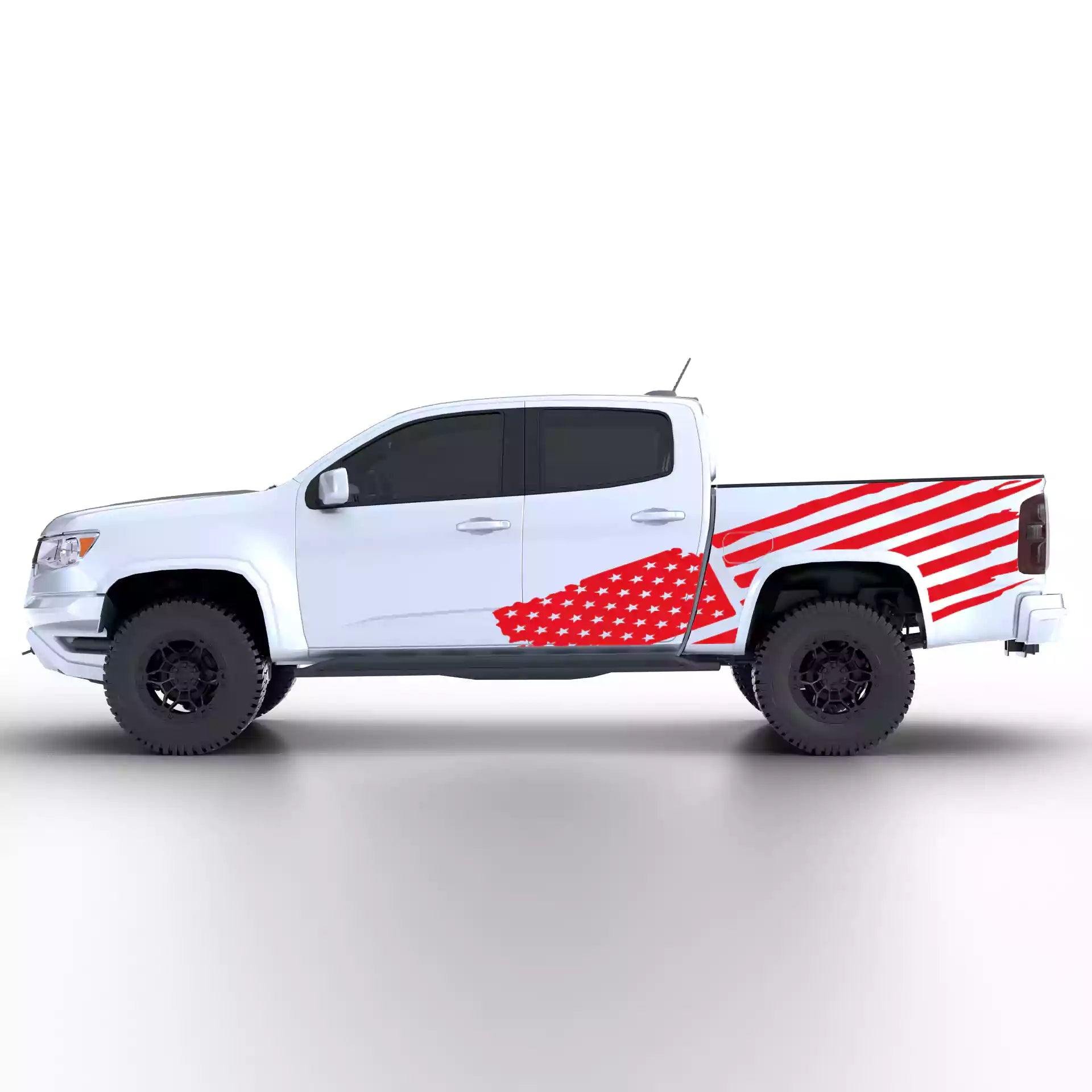 2015-2022 Chevrolet Colorado USA Flag Side Decals Vinyl Graphics Kit Red
