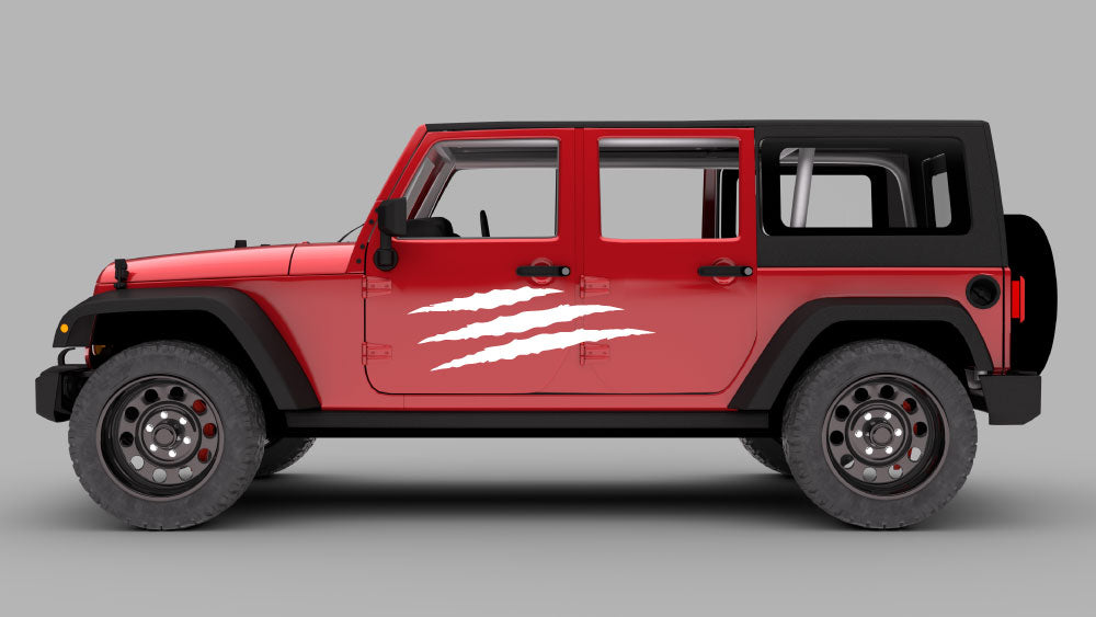 Claw Mark Side Door Decal Graphics for Jeep Wrangler JK/JKU (White)