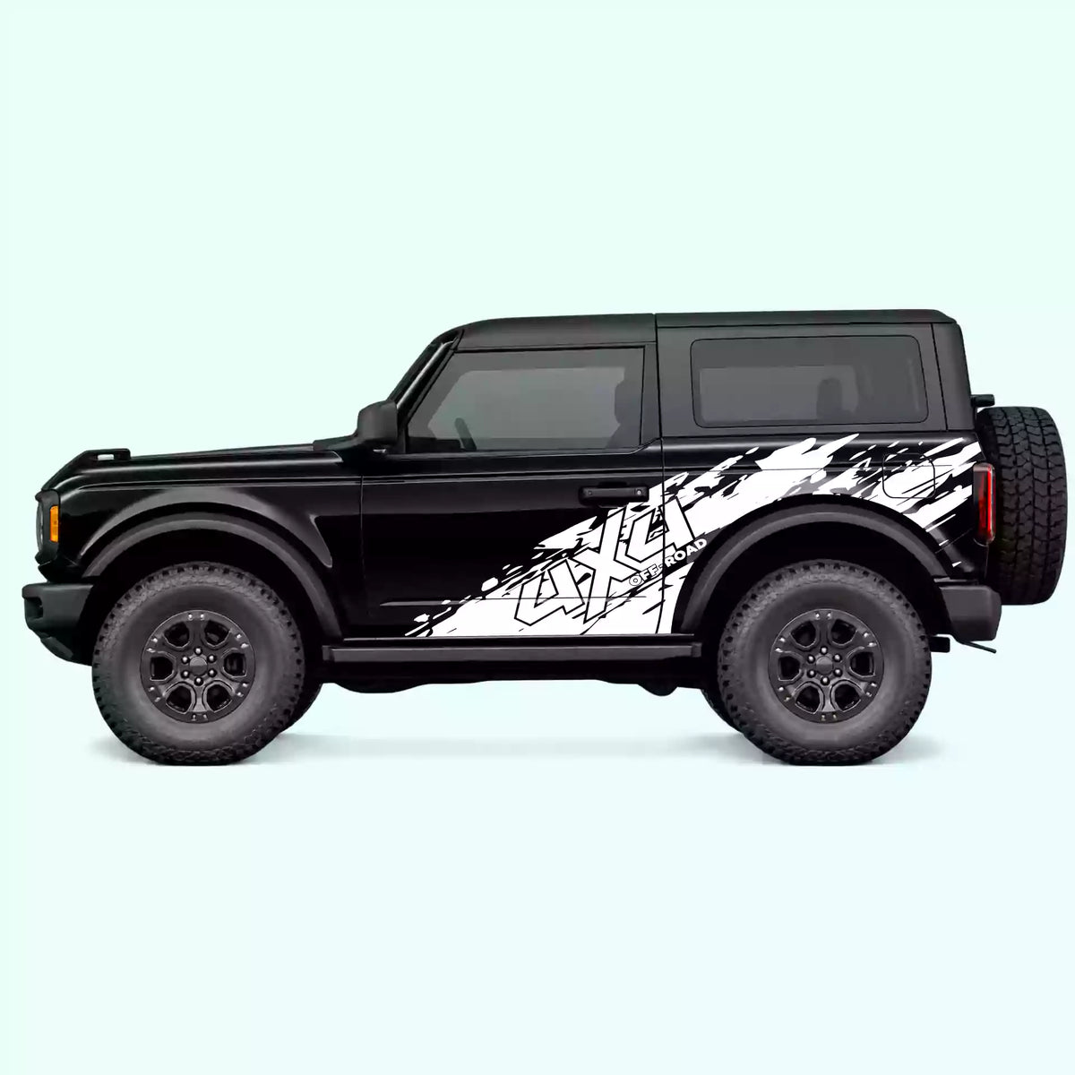 Ford Bronco 2 doors 4x4 Mud Splash Side Decals Vinyl Graphics Kit White