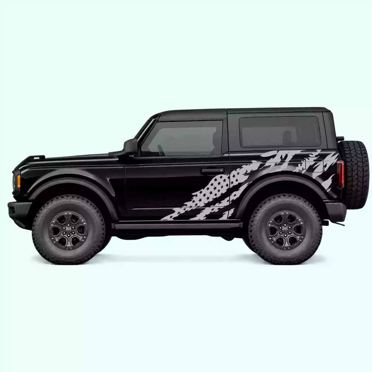 Ford Bronco 2 doors American Flag Side Decals Vinyl Graphics Kit Gray