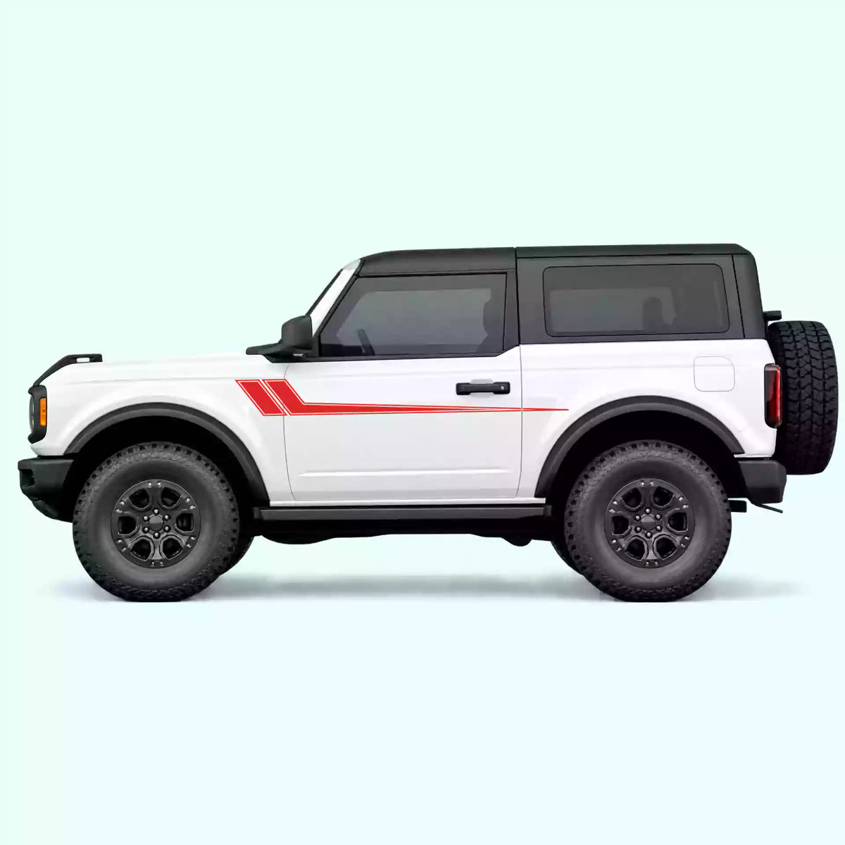 Ford Bronco 2 doors Hockey Side Stripes Vinyl Graphics Kit Red
