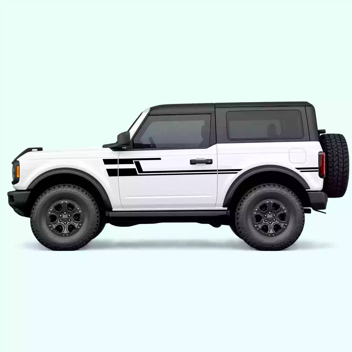Ford Bronco 2 doors Liner Side Stripes Vinyl Graphics Kit Black