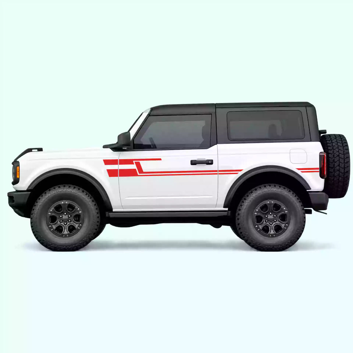 Ford Bronco 2 doors Liner Side Stripes Vinyl Graphics Kit Red