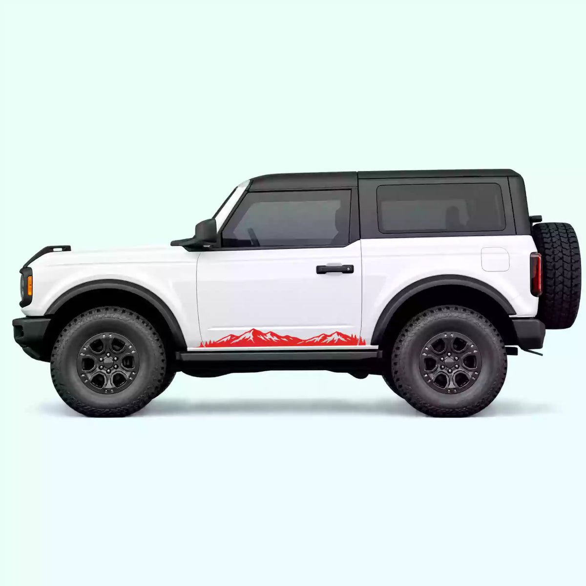 Ford Bronco 2 doors Mountain Range Rocker Stripes Vinyl Graphics Kit Red