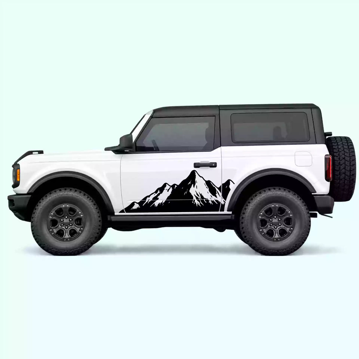Ford Bronco 2 doors Mountain Range Side Decals Vinyl Graphics Kit Black