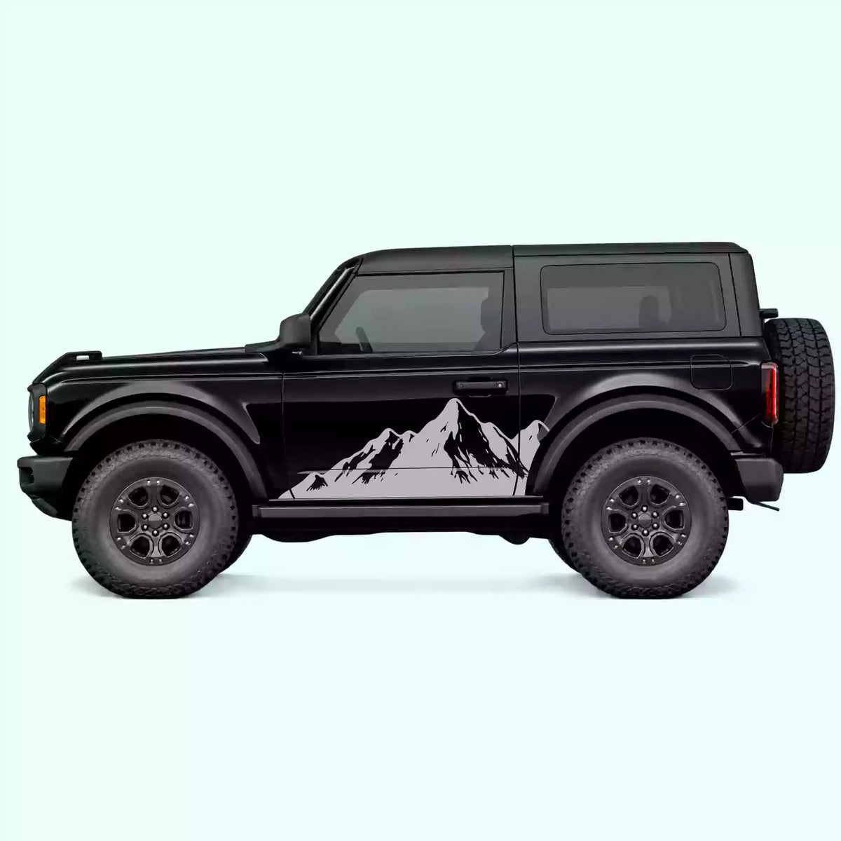 Ford Bronco 2 doors Mountain Range Side Decals Vinyl Graphics Kit Gray