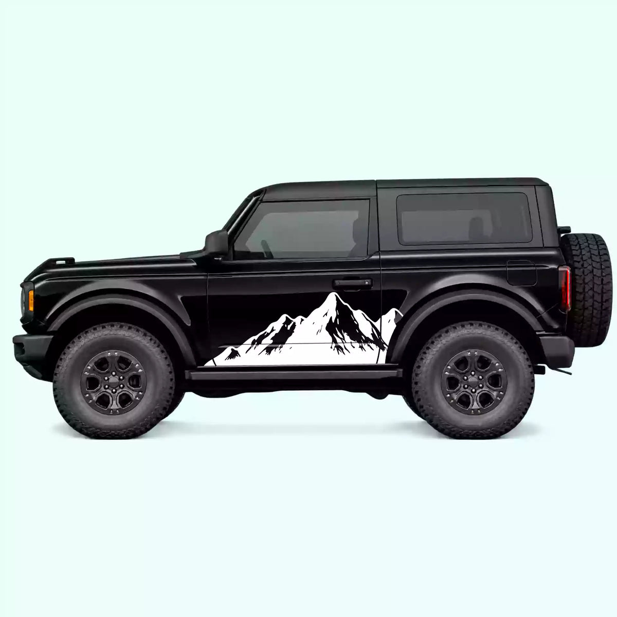 Ford Bronco 2 doors Mountain Range Side Decals Vinyl Graphics Kit White
