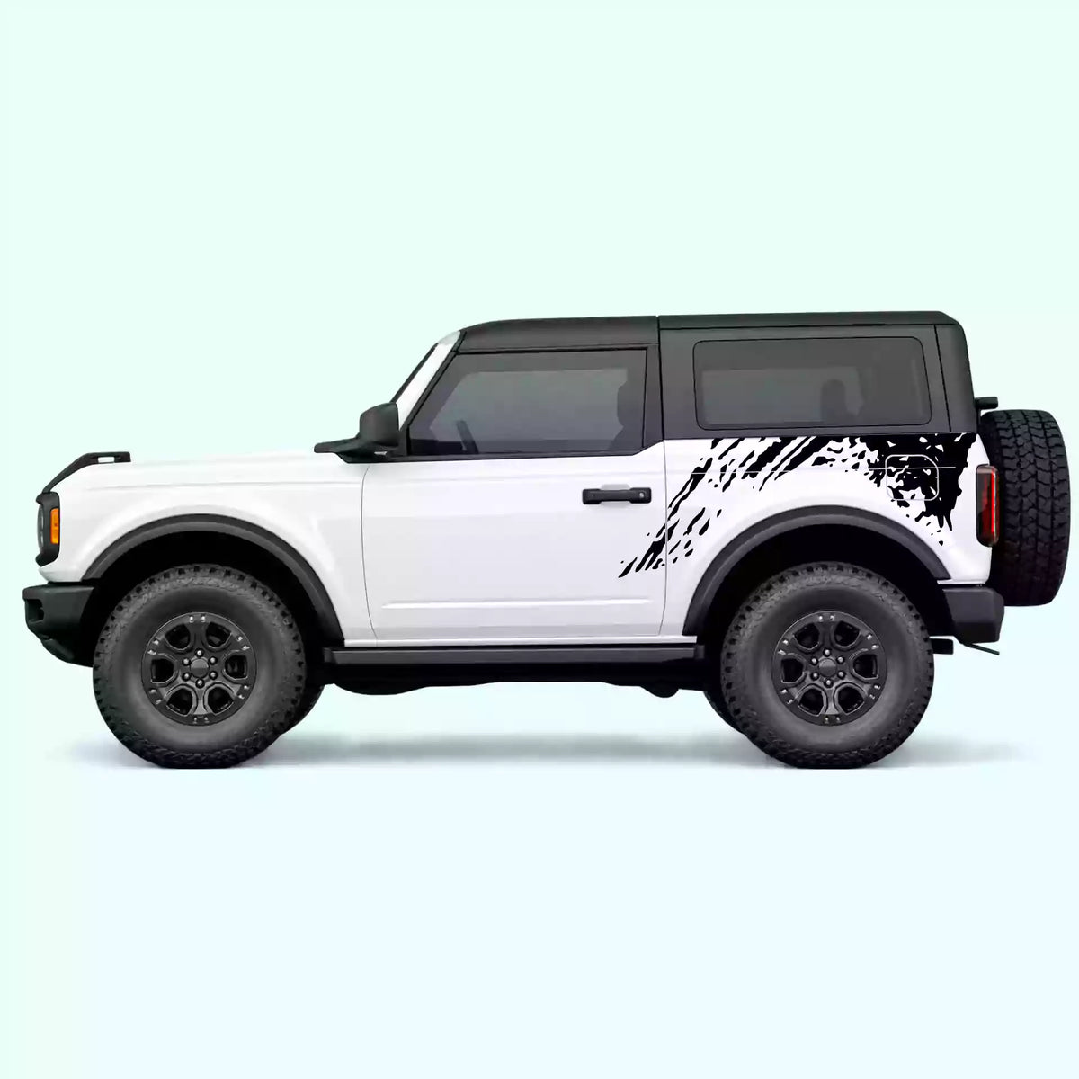 Ford Bronco 2 doors Mud Side Decals Vinyl Graphics Kit Black