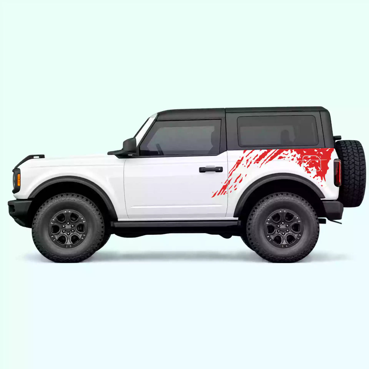 Ford Bronco 2 doors Mud Side Decals Vinyl Graphics Kit Red