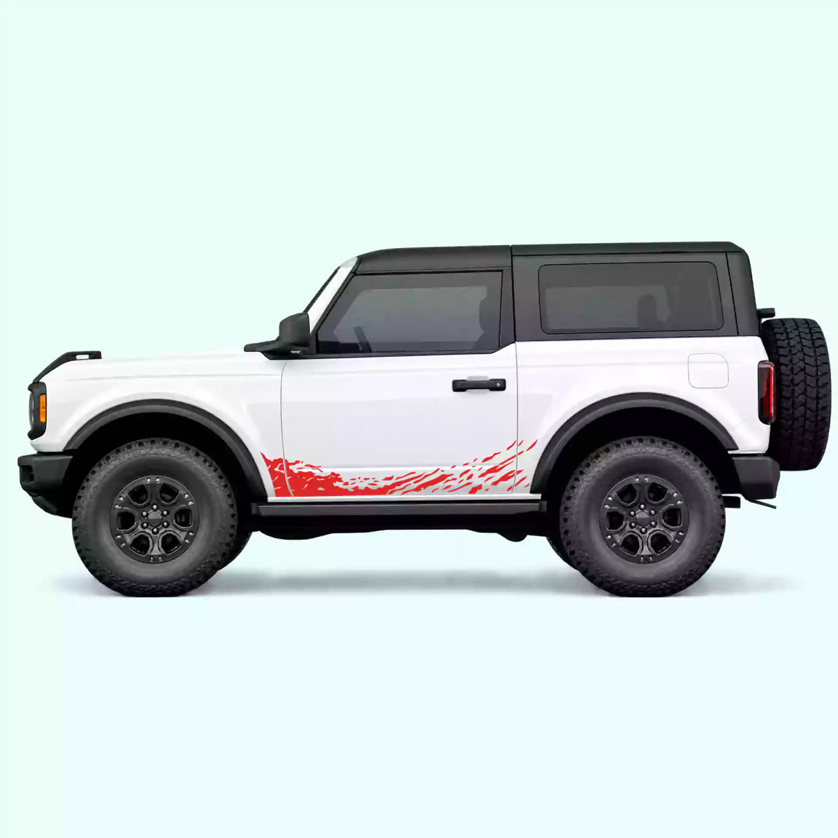 Ford Bronco 2 doors Mud Splash Rocker Stripes Vinyl Graphics Kit Red