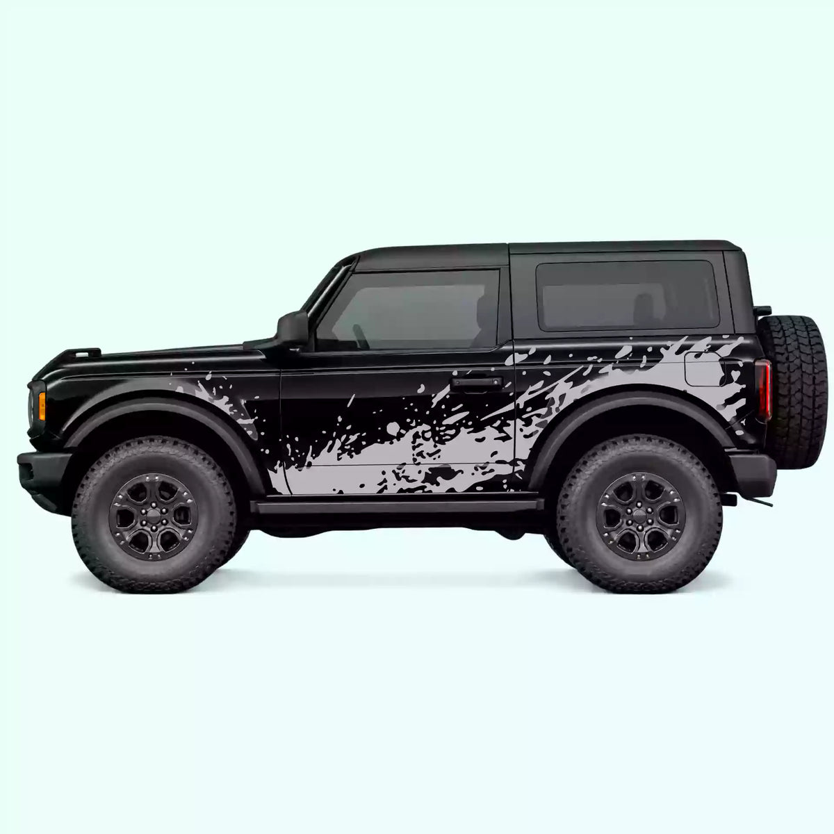 Ford Bronco 2 doors Mud Splash Side Decals Vinyl Graphics Kit Gray