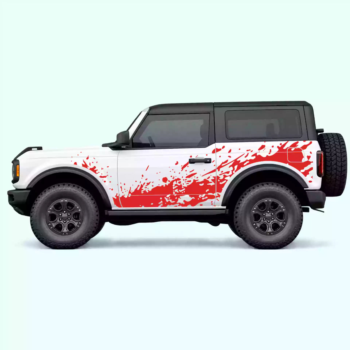 Ford Bronco 2 doors Mud Splash Side Decals Vinyl Graphics Kit Red