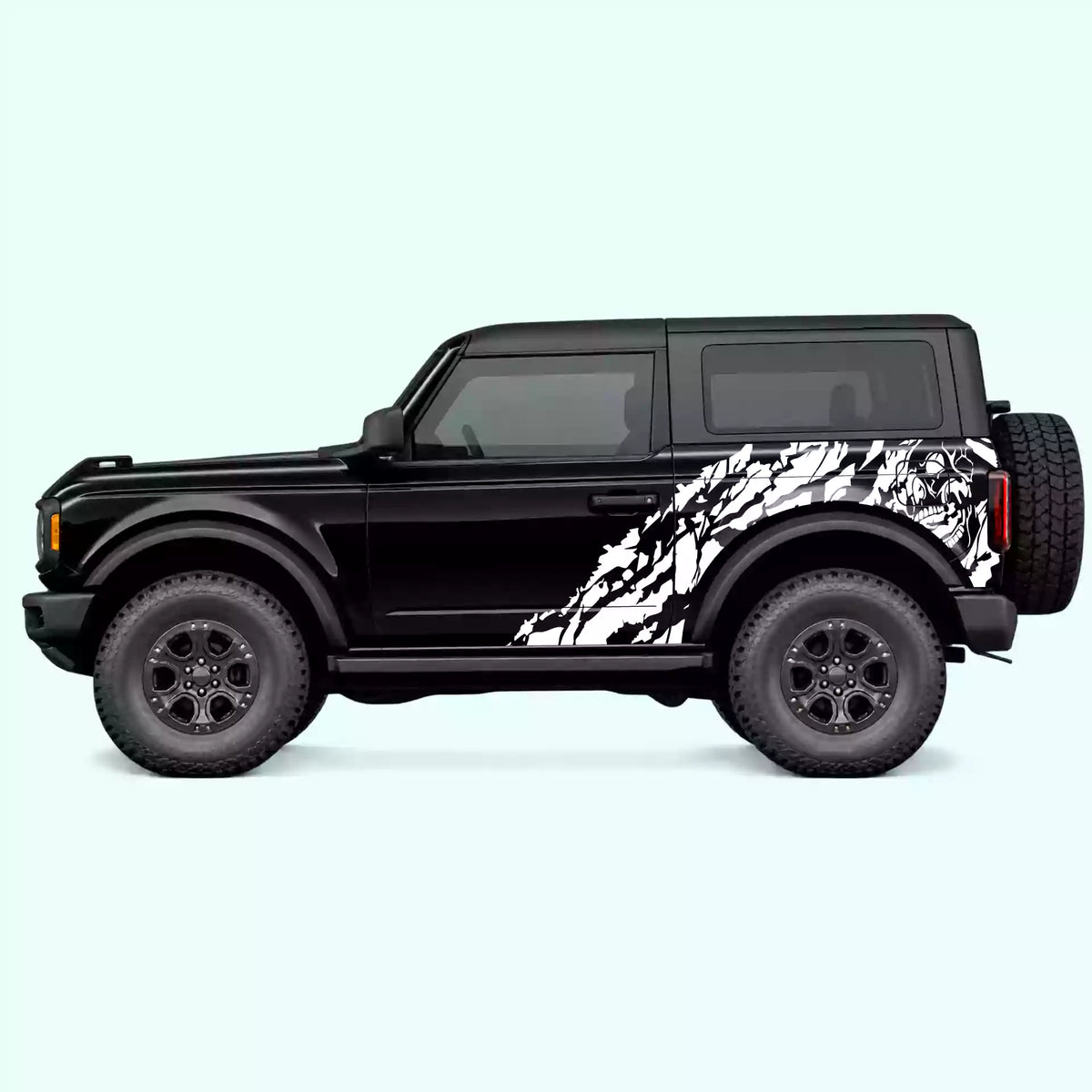 Ford Bronco 2 doors Nightmare Side Decals Vinyl Graphics Kit White