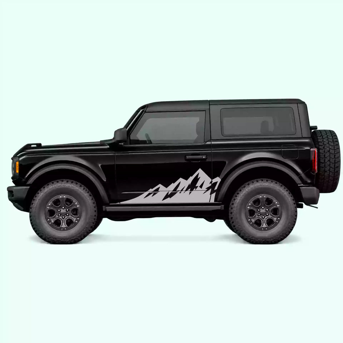 Ford Bronco 2 doors Peak Mountain Side Decals Vinyl Graphics Kit Gray