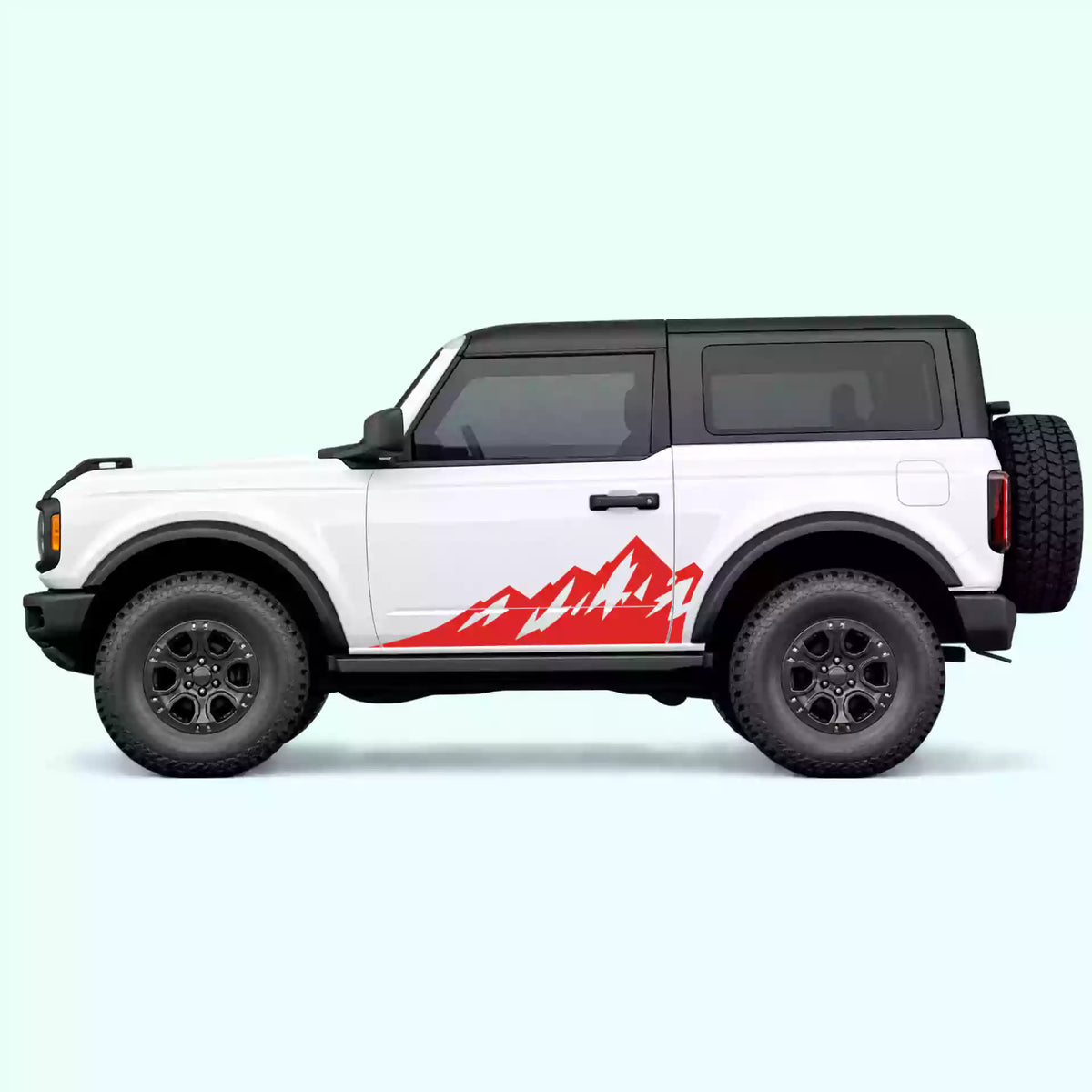 Ford Bronco 2 doors Peak Mountain Side Decals Vinyl Graphics Kit Red
