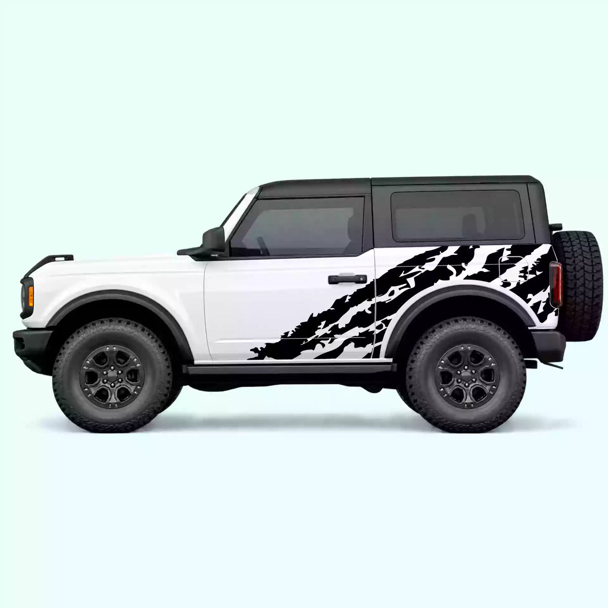 Ford Bronco 2 doors Shredded Side Decals Vinyl Graphics Kit Black