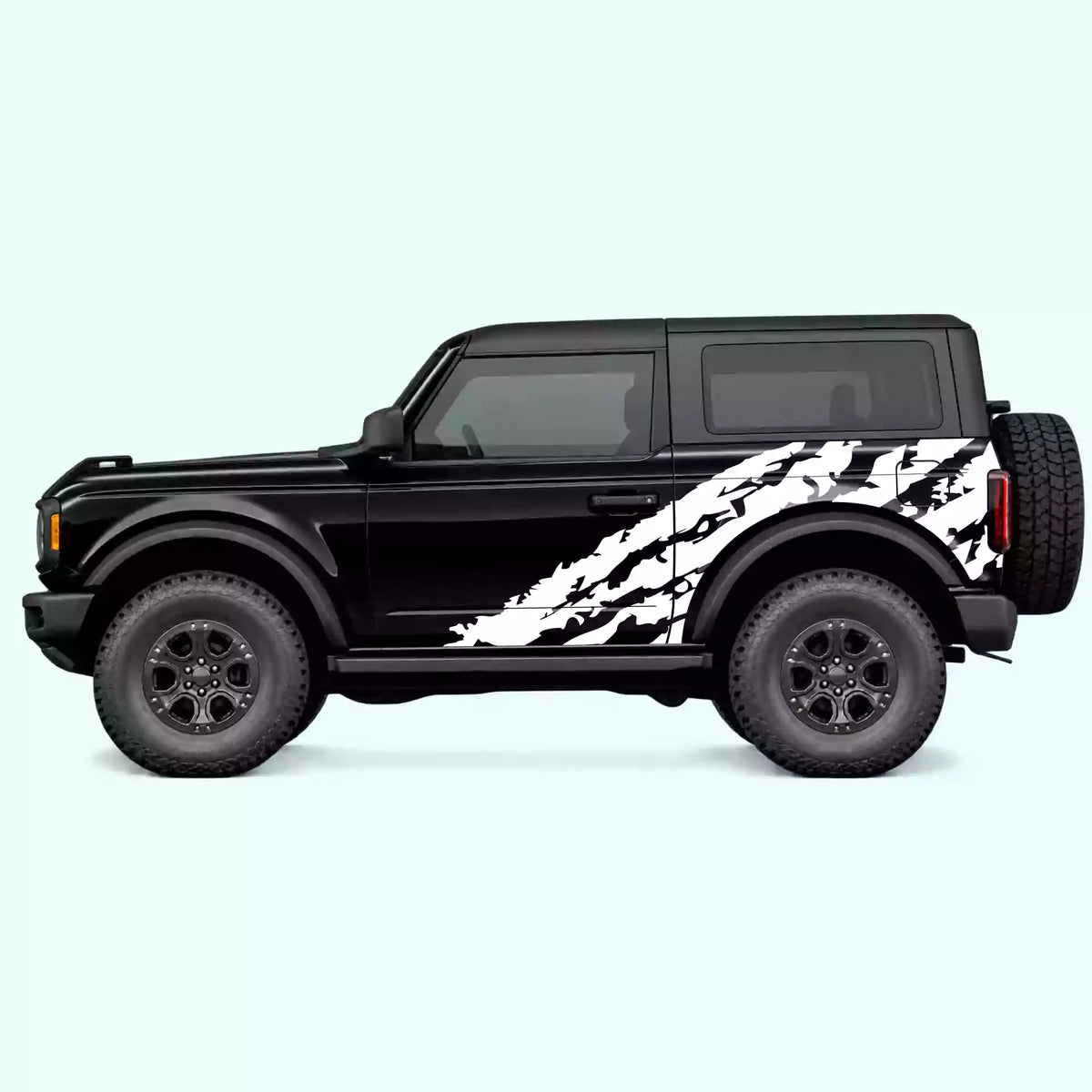 Ford Bronco 2 doors Shredded Side Decals Vinyl Graphics Kit White