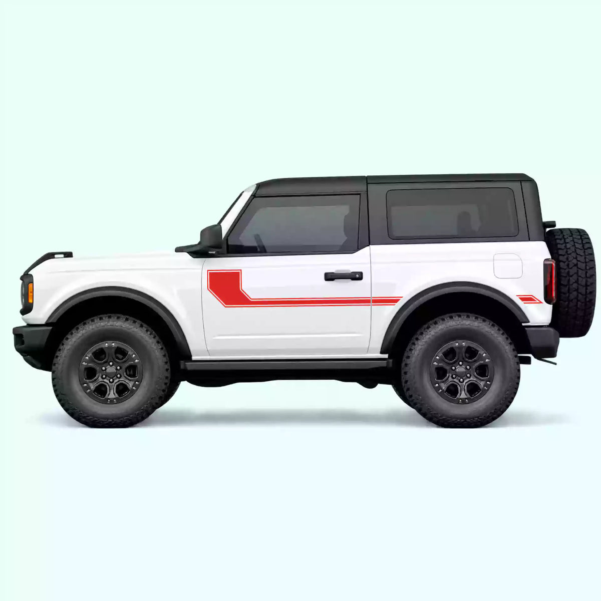 Ford Bronco 2 doors Side Line Stripes Vinyl Graphics Kit Red
