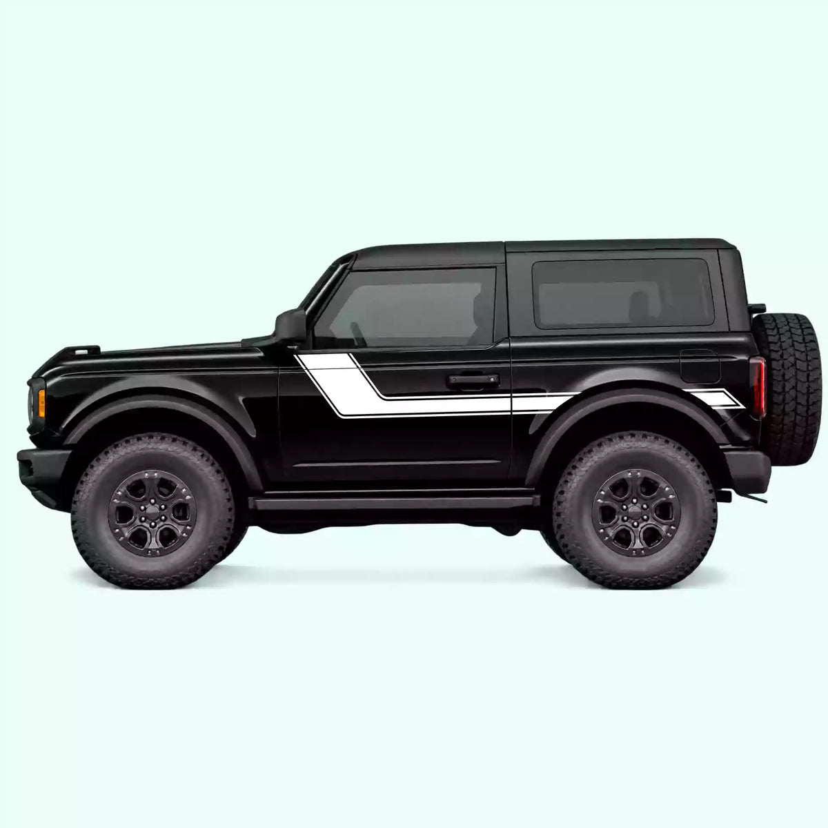 Ford Bronco 2 doors Side Rally Stripes Vinyl Graphics Kit White