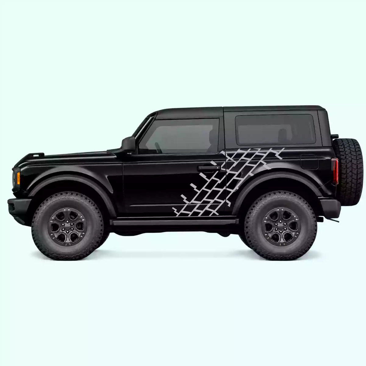 Ford Bronco 2 doors Tire Tread Side Decals Vinyl Graphics Kit Gray