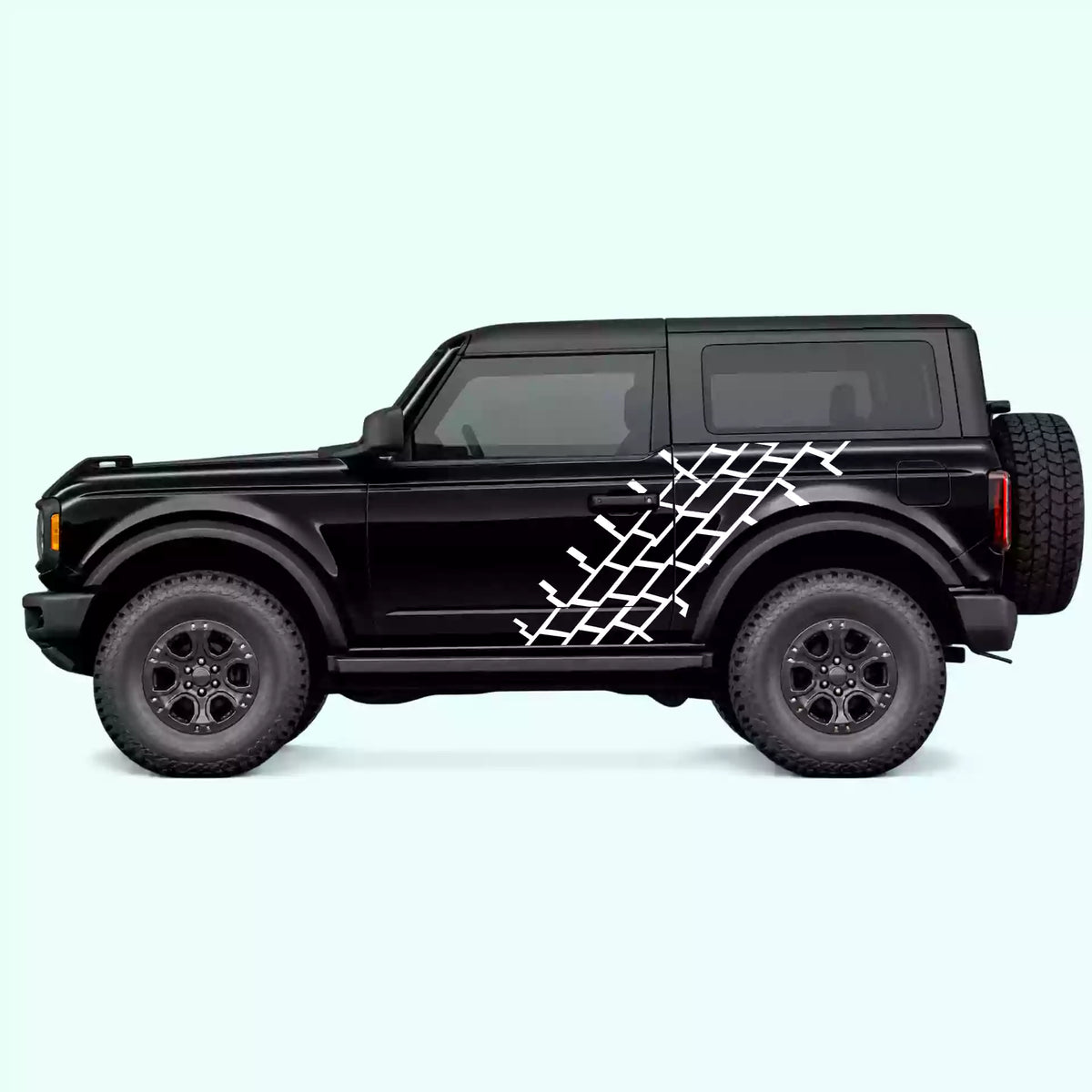 Ford Bronco 2 doors Tire Tread Side Decals Vinyl Graphics Kit White