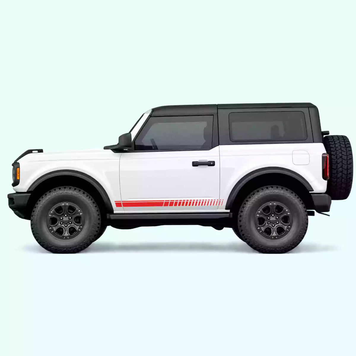 Ford Bronco 2 doors Top Pin Stripe Rocker Vinyl Graphics Kit Red