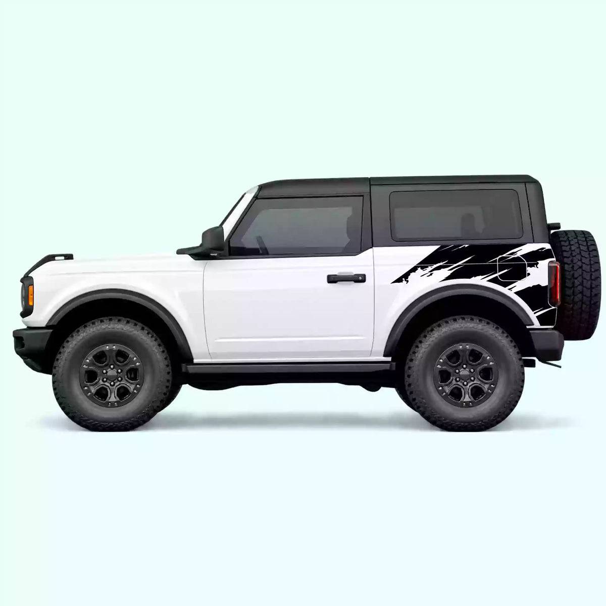 Ford Bronco 2 doors Torn Side Decals Vinyl Graphics Kit Black