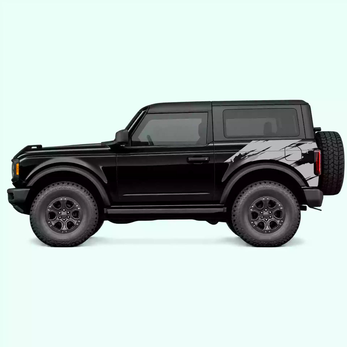 Ford Bronco 2 doors Torn Side Decals Vinyl Graphics Kit Gray