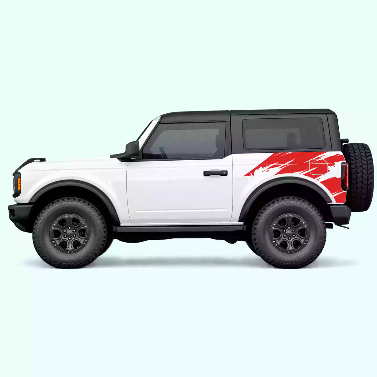 Ford Bronco 2 doors Torn Side Decals Vinyl Graphics Kit Red