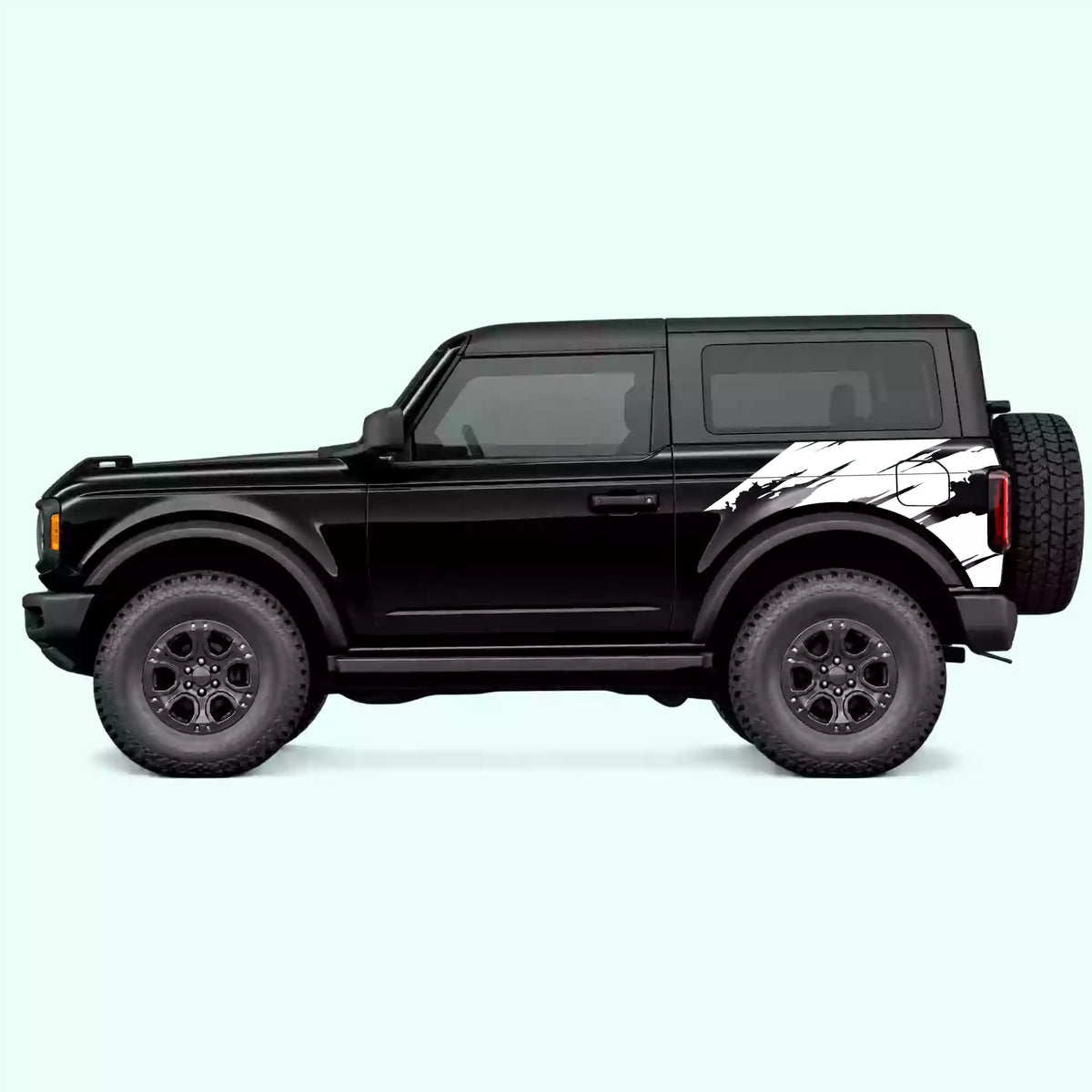 Ford Bronco 2 doors Torn Side Decals Vinyl Graphics Kit White