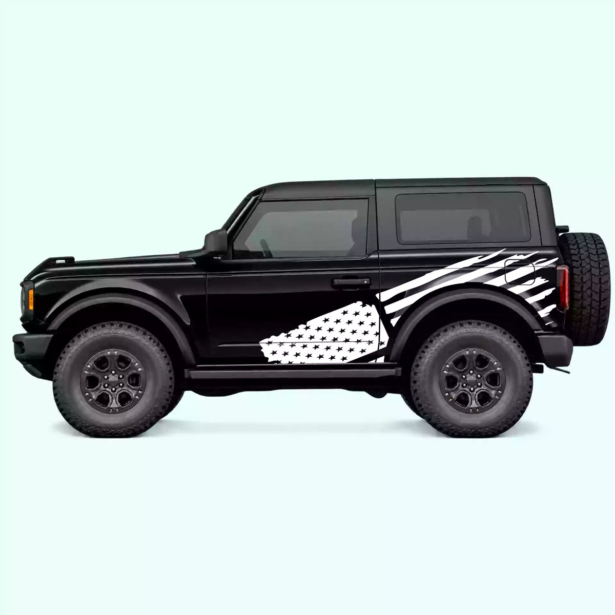 Ford Bronco 2 doors USA Flag Side Decals Vinyl Graphics Kit White