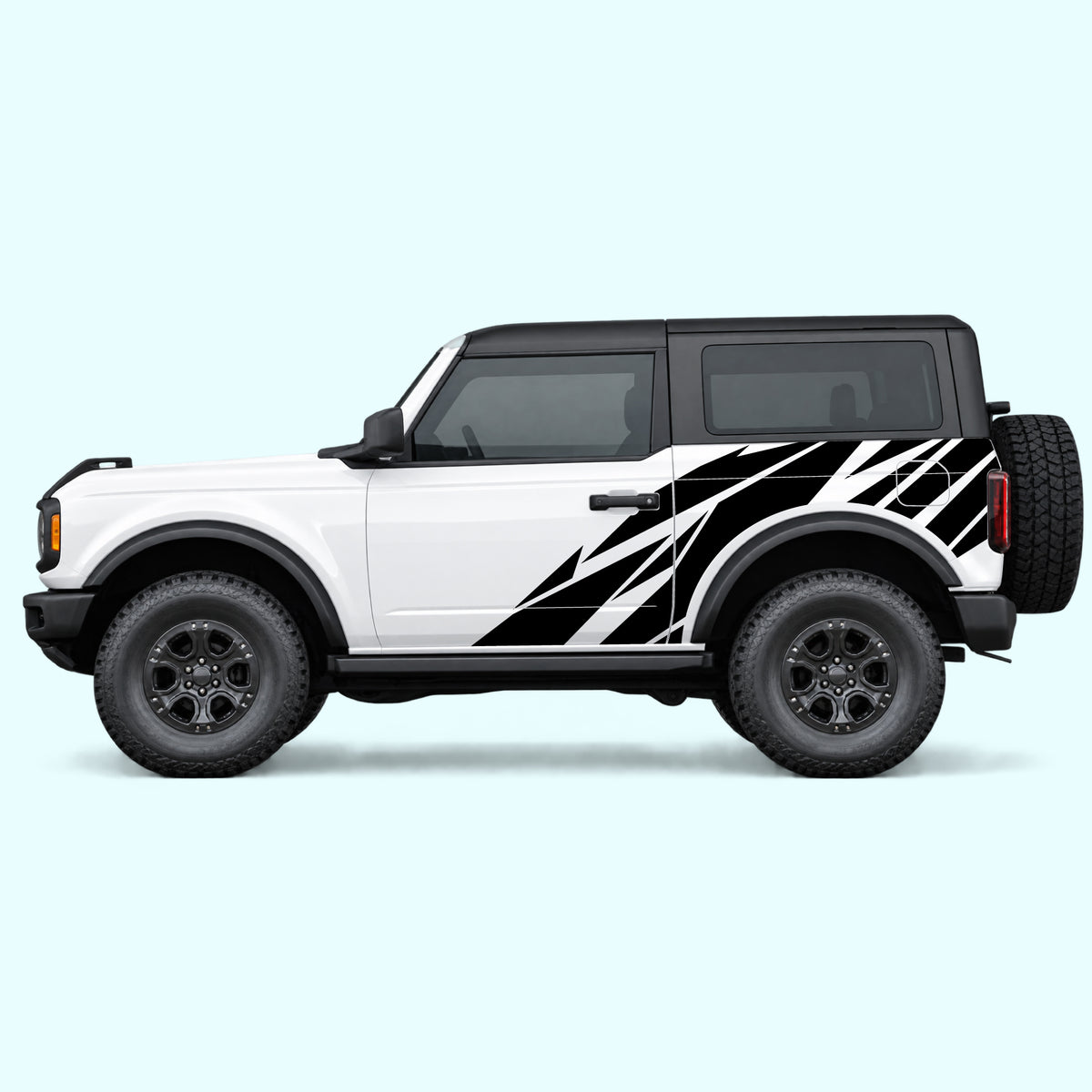 Ford Bronco 2 doors Warlord Side Decals Vinyl Graphics Kit Black
