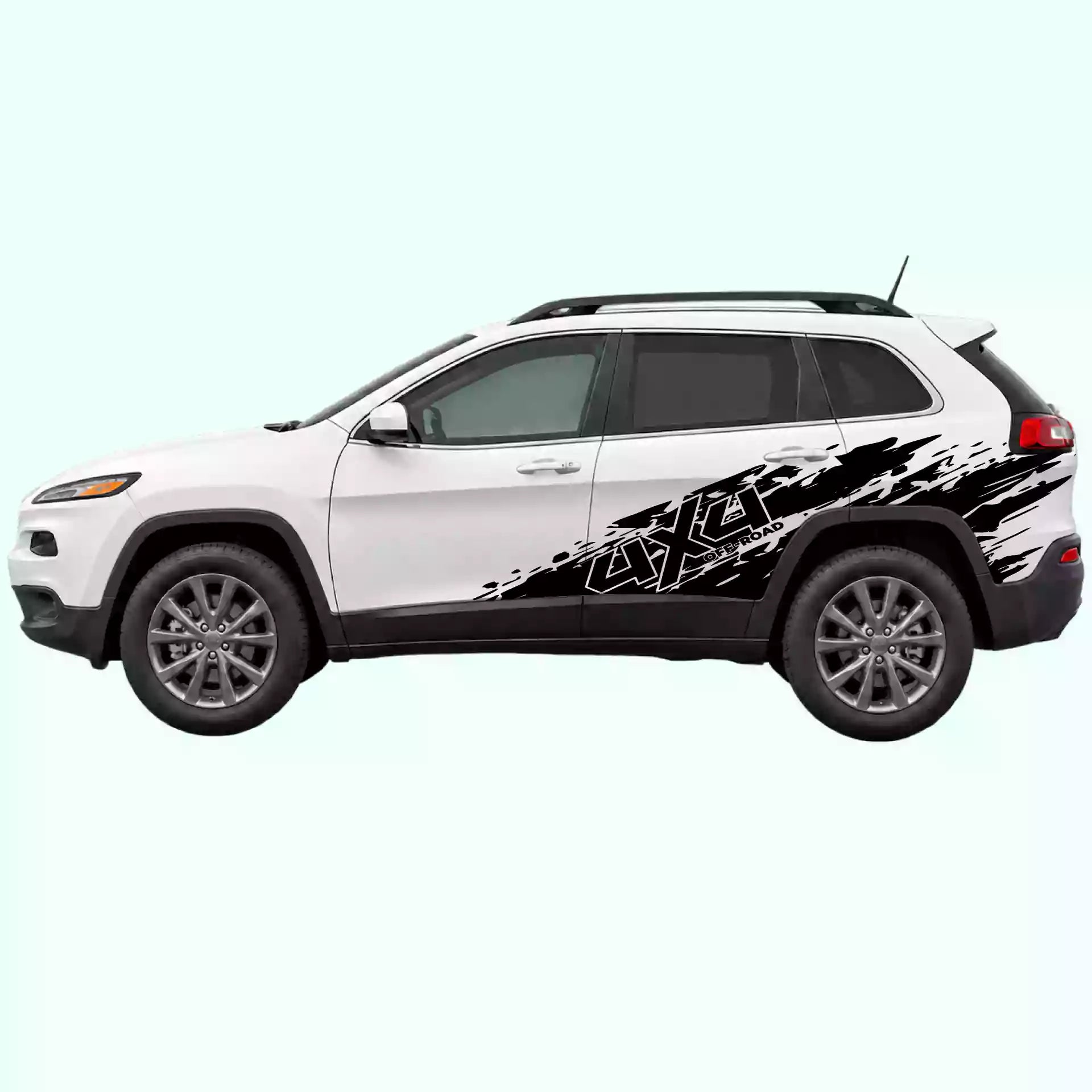 2014-2023 Jeep Cherokee 4x4 Mud Splash Side Decals Vinyl Graphics Kit Black