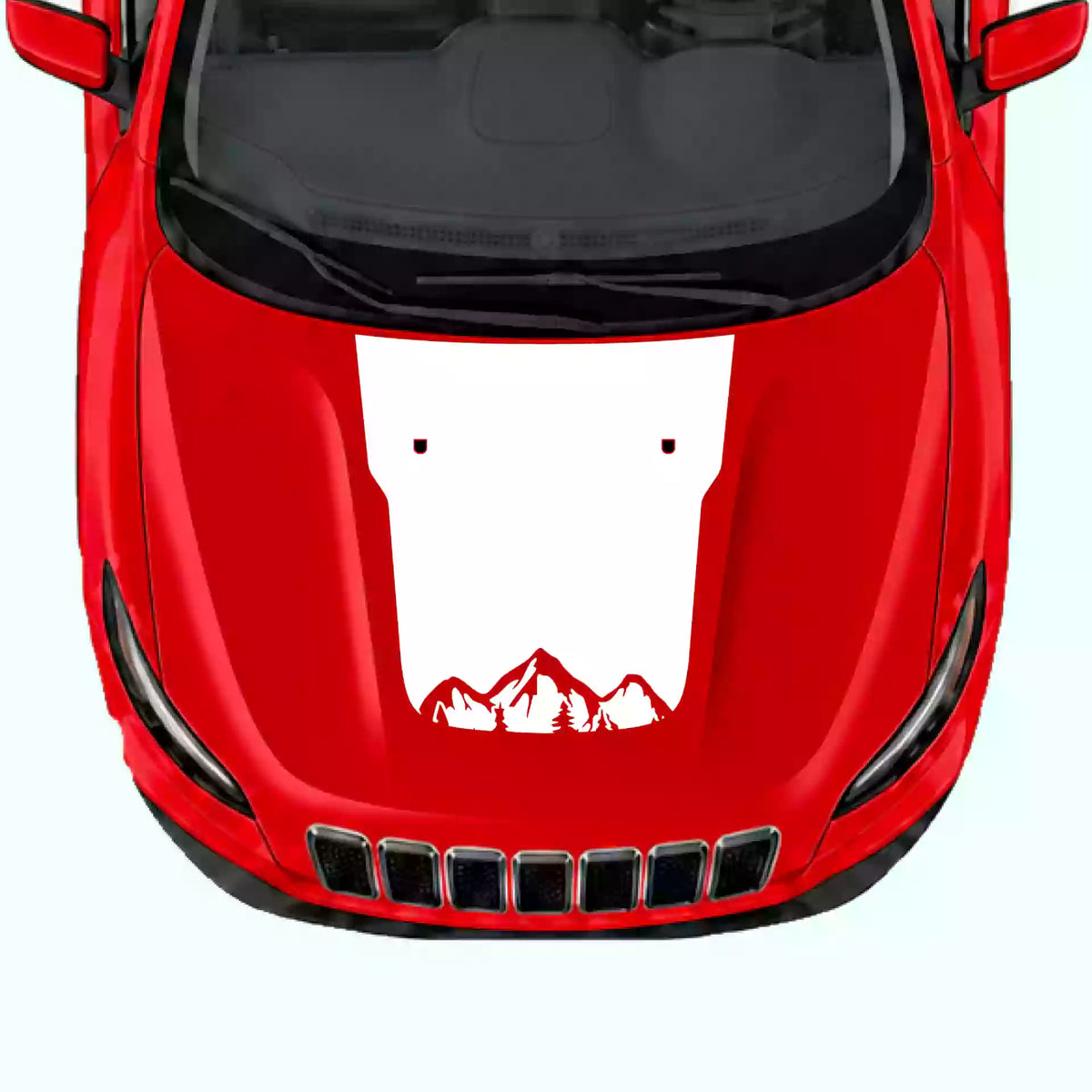 2019-2023 Jeep Cherokee Adventure Hood Decal Vinyl Graphics Kit White