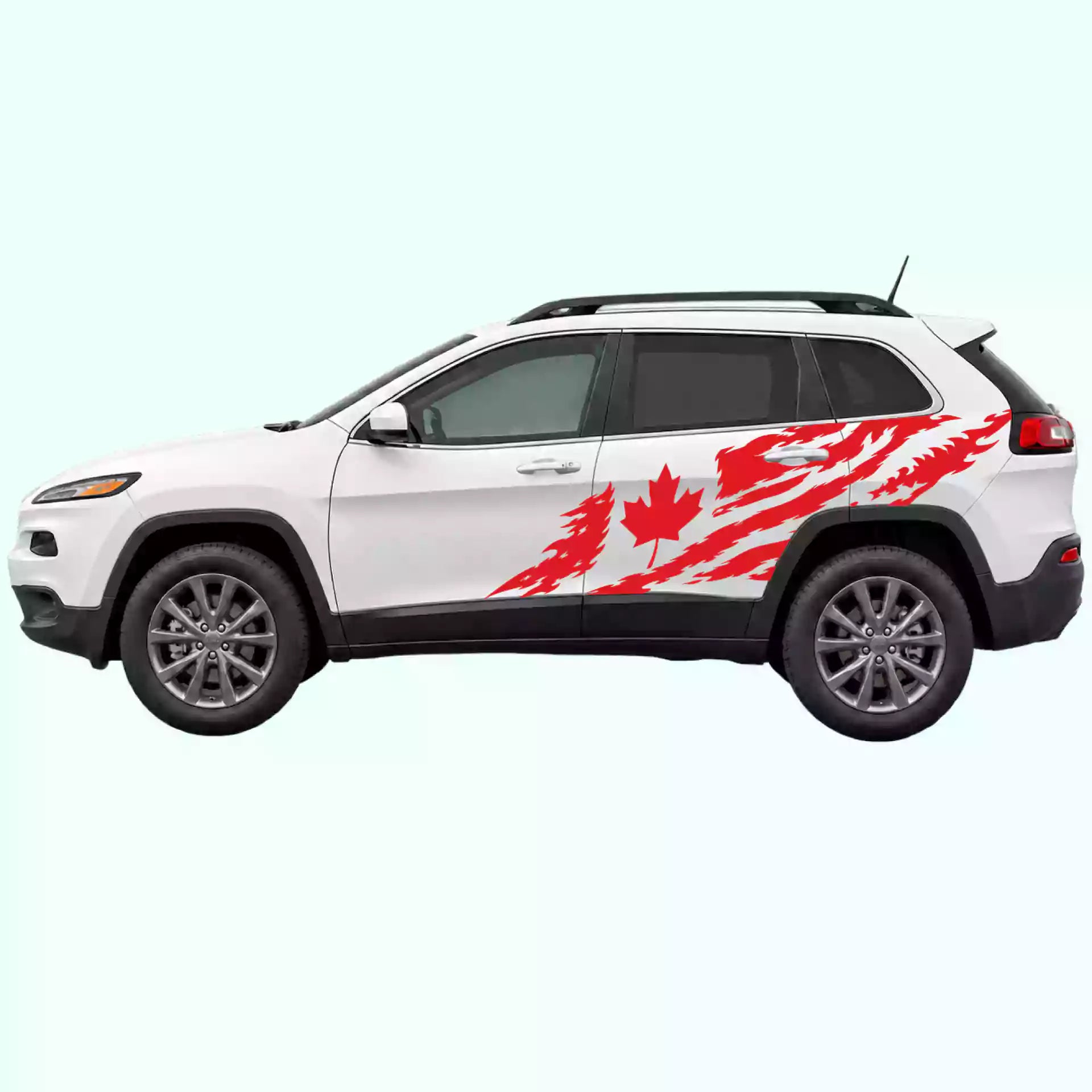2014-2023 Jeep Cherokee Canada Flag Side Decals Vinyl Graphics Kit Red