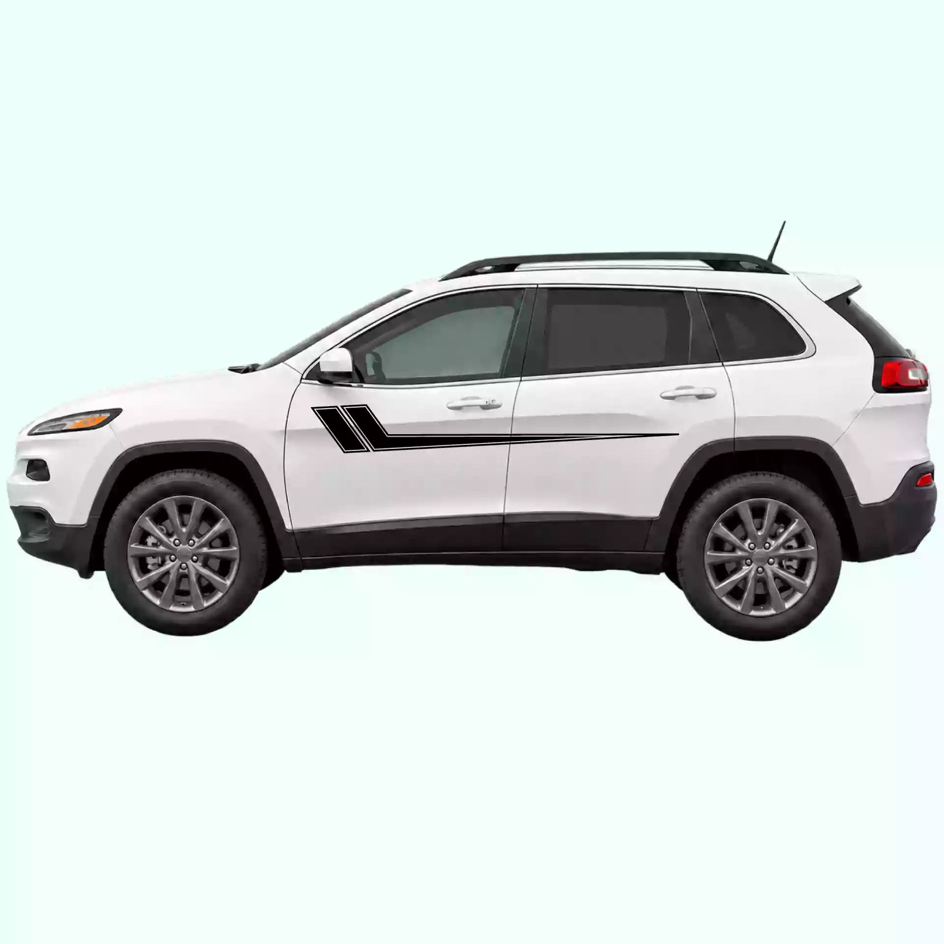 2014-2023 Jeep Cherokee Hockey Side Stripes Vinyl Graphics Kit Black