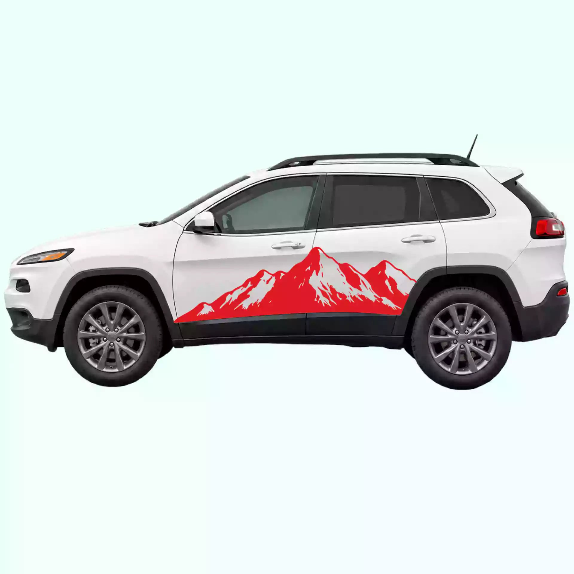 2014-2023 Jeep Cherokee Mountain Range Side Decals Vinyl Graphics Kit Red