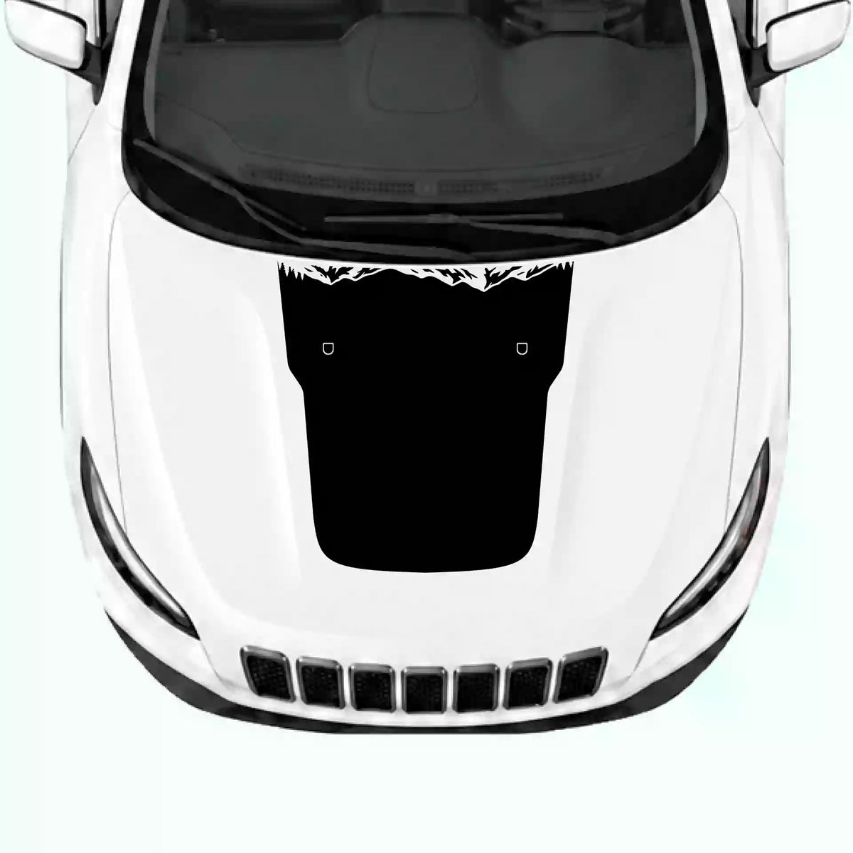 2019-2023 Jeep Cherokee Mountain Rock Hood Decal Vinyl Graphics Kit Black