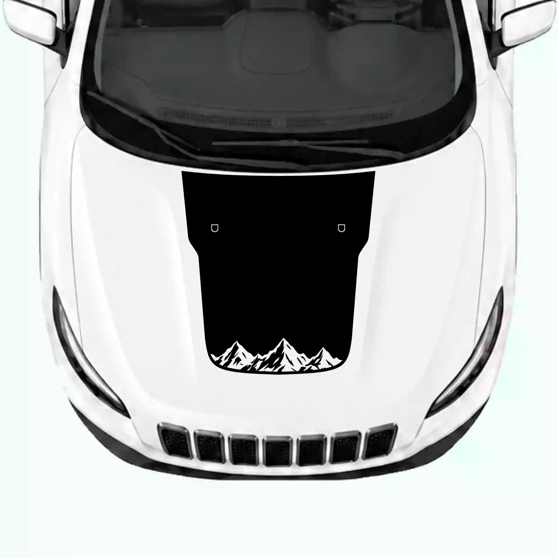 2019-2023 Jeep Cherokee Mountains Hood Decal Vinyl Graphics Kit Black