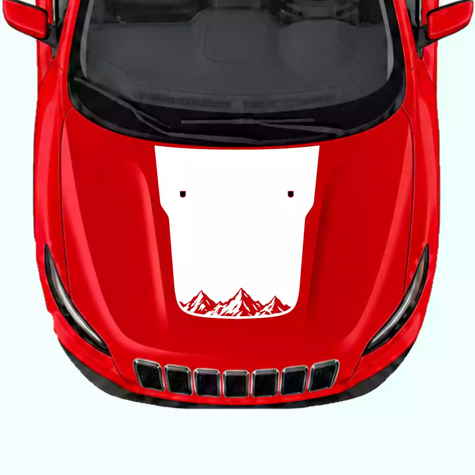 2019-2023 Jeep Cherokee Mountains Hood Decal Vinyl Graphics Kit White