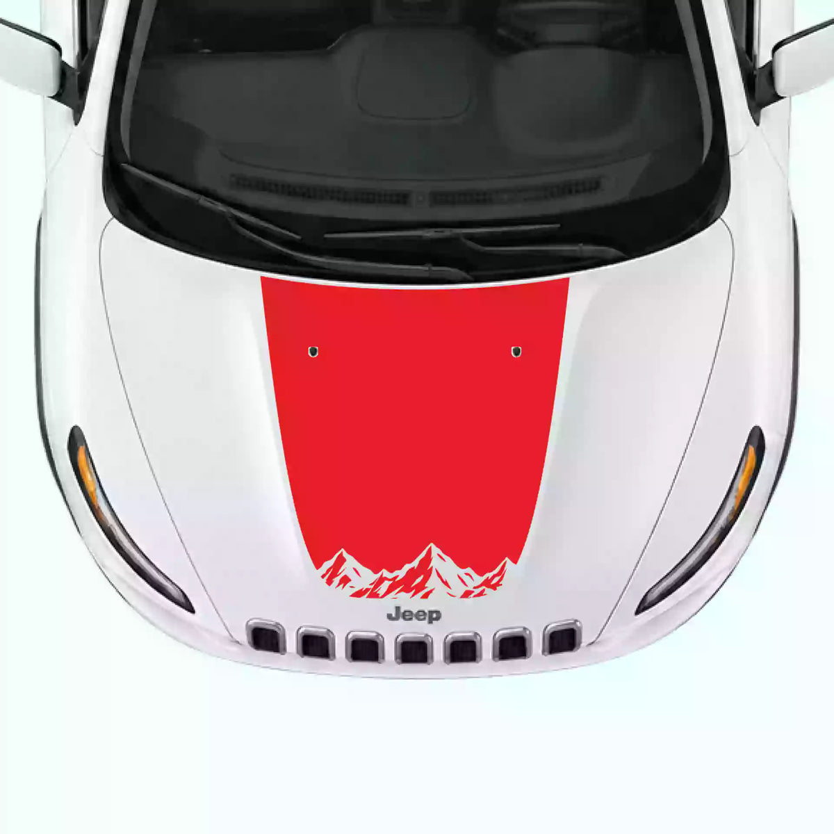 2014-2018 Jeep Cherokee Peak Mountain Hood Decals Vinyl Graphics Kit Red