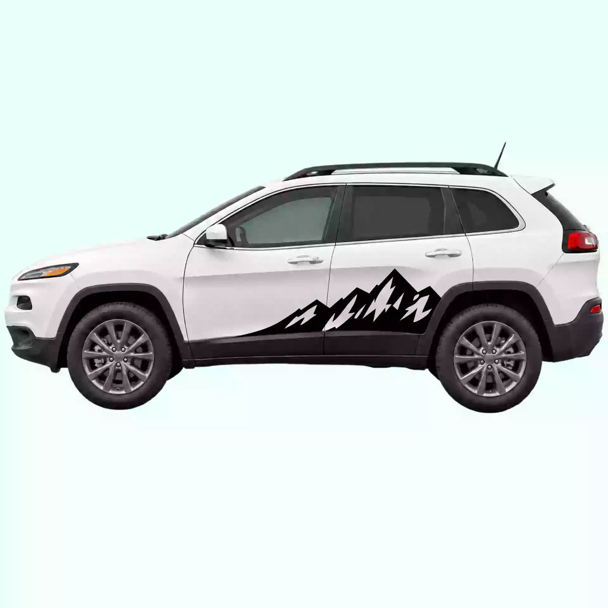 2014-2023 Jeep Cherokee Peak Mountain Side Decal Decals Vinyl Graphics Kit Black