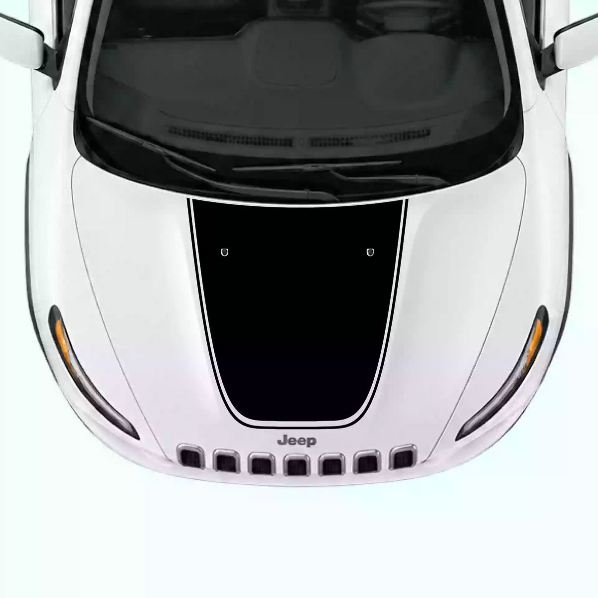 2014-2018 Jeep Cherokee Pinstripe Hood Decals Vinyl Graphics Kit Black
