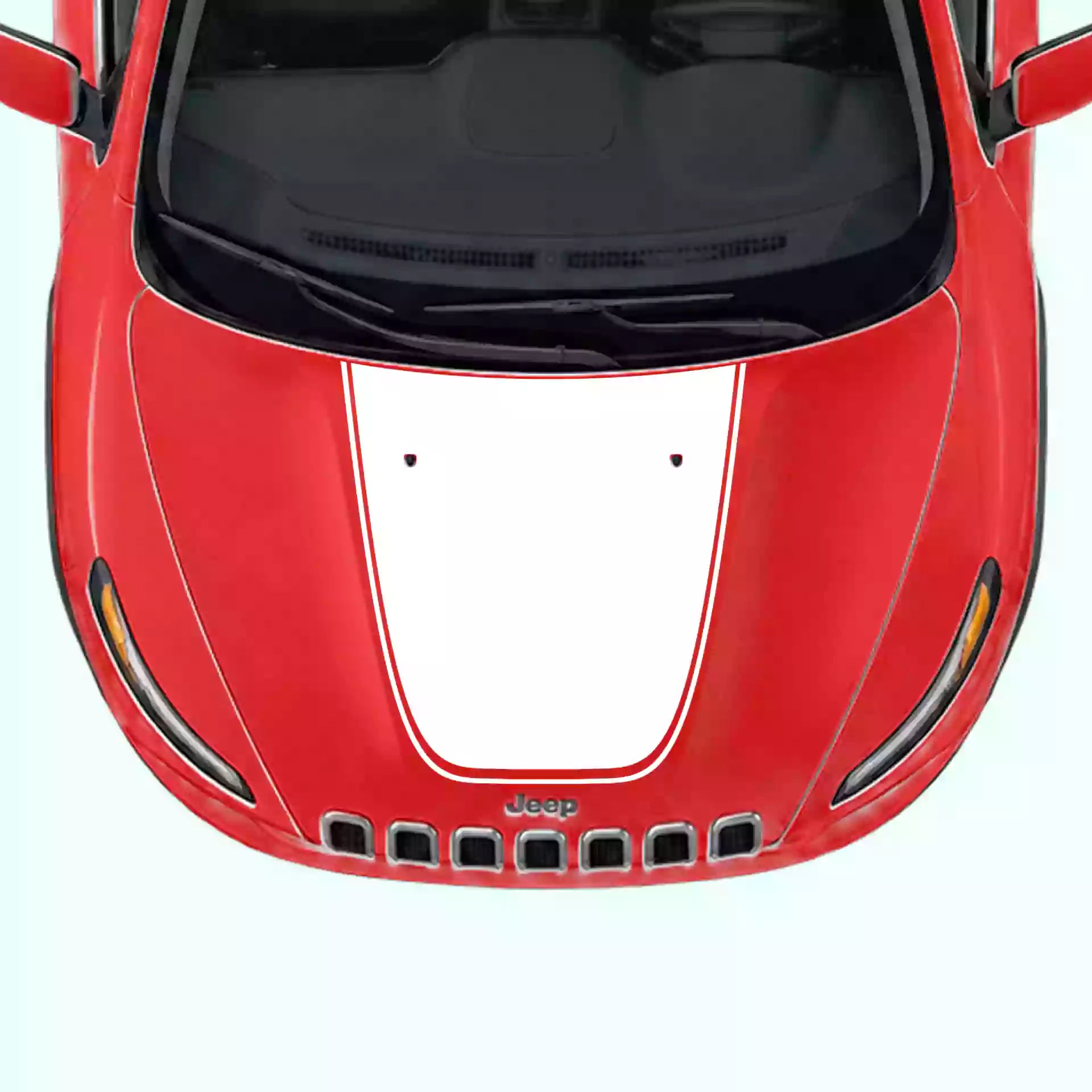 2014-2018 Jeep Cherokee Pinstripe Hood Decals Vinyl Graphics Kit White