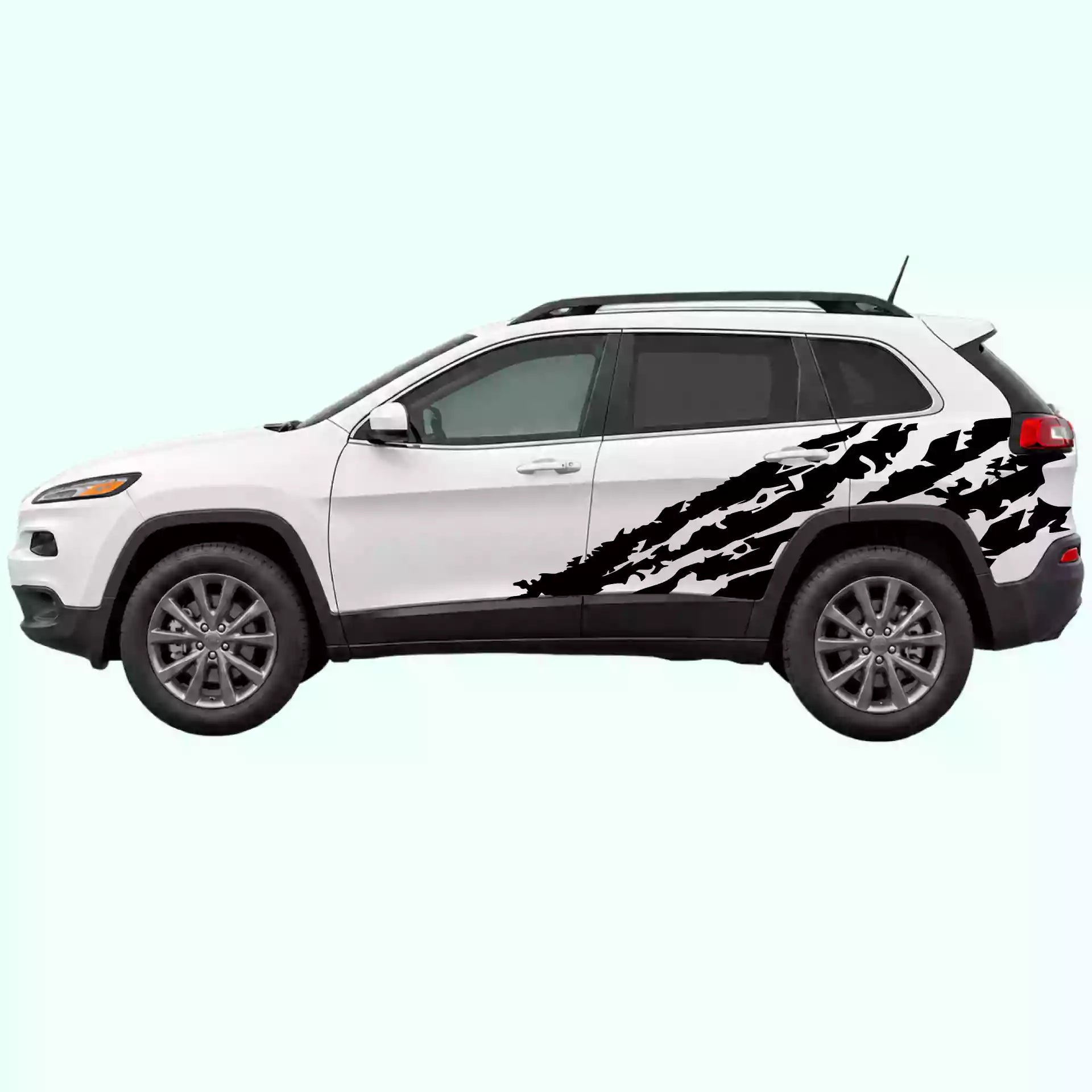2014-2023 Jeep Cherokee Shred Side Decals Vinyl Graphics Kit Black