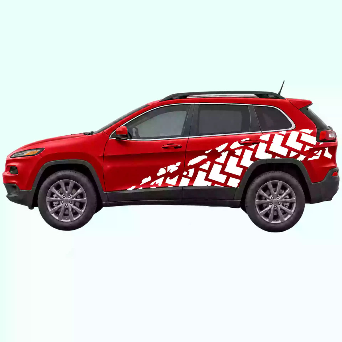 2014-2023 Jeep Cherokee Tire Tracks Side Decal Decals Vinyl Graphics Kit White