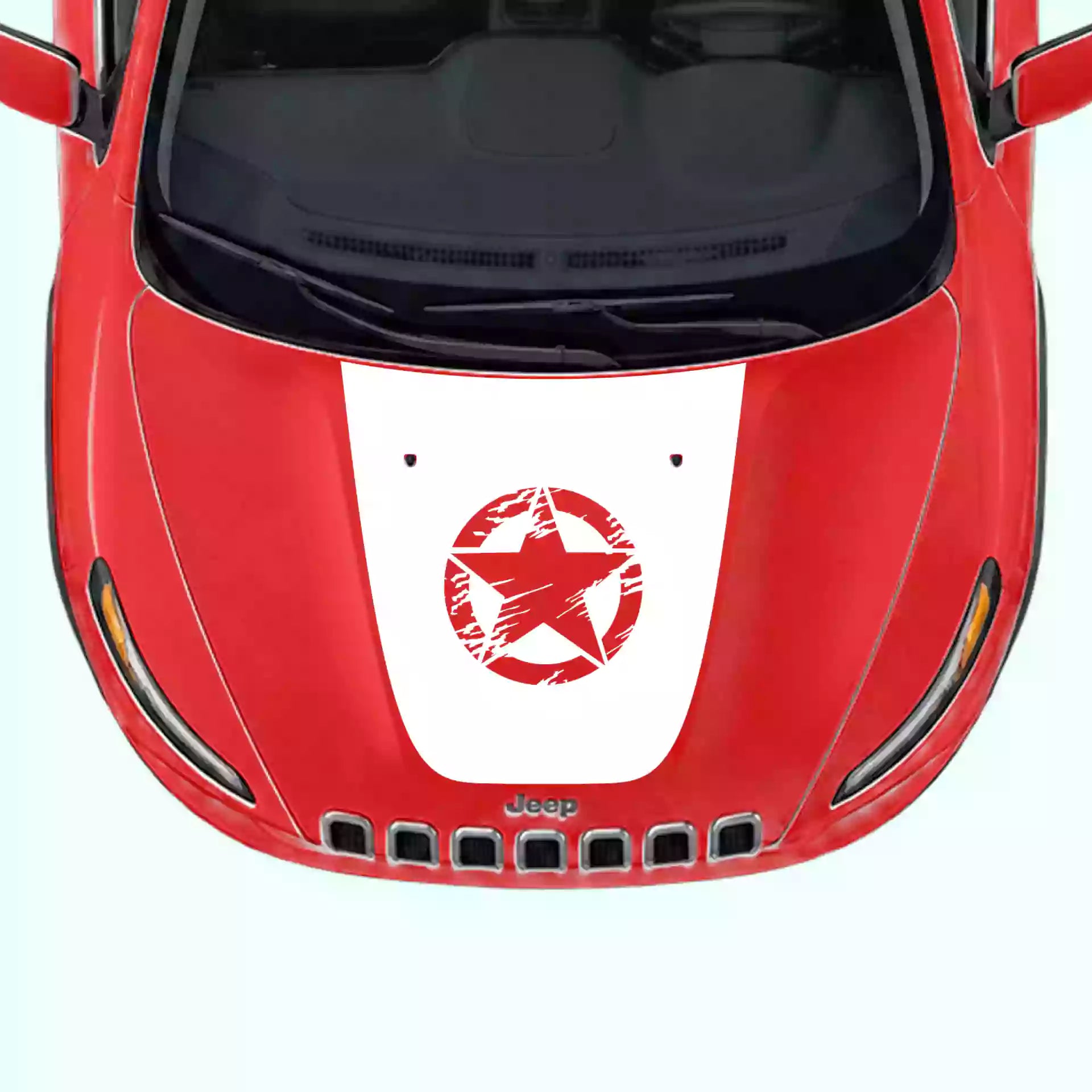 2014-2018 Jeep Cherokee Torn Star Hood Decal Vinyl Graphics Kit White