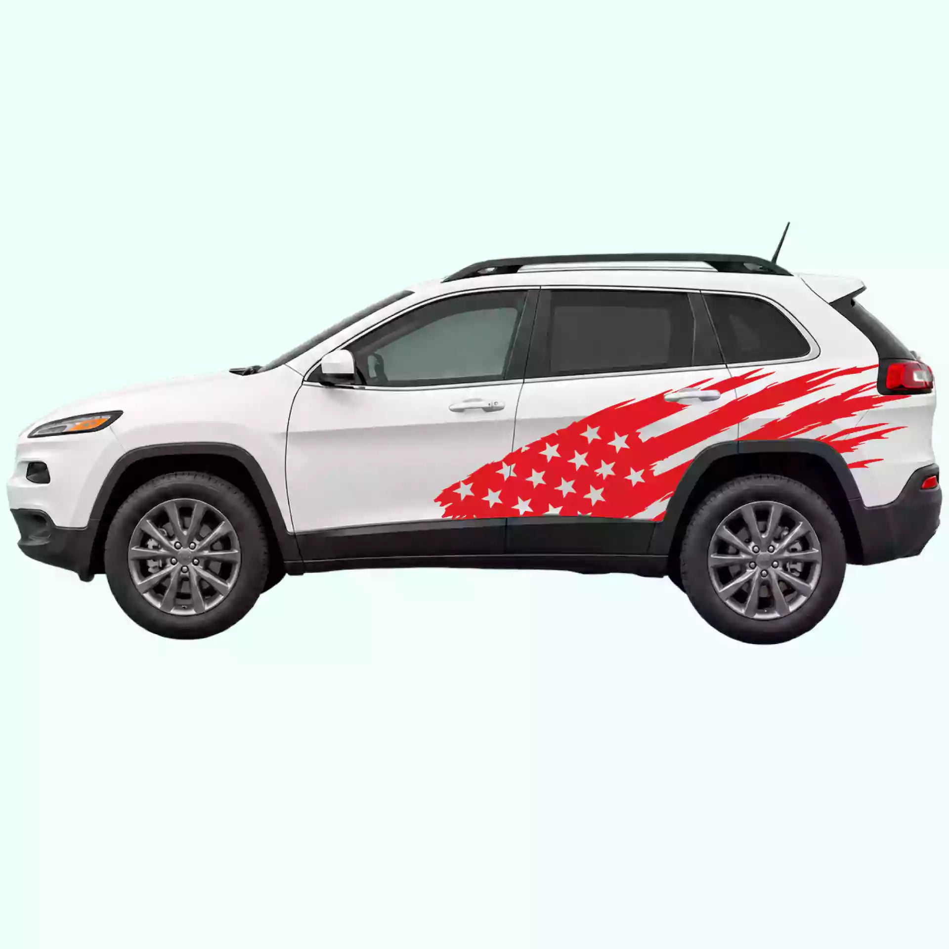 2014-2023 Jeep Cherokee US Flag Side Decals Vinyl Graphics Kit Red