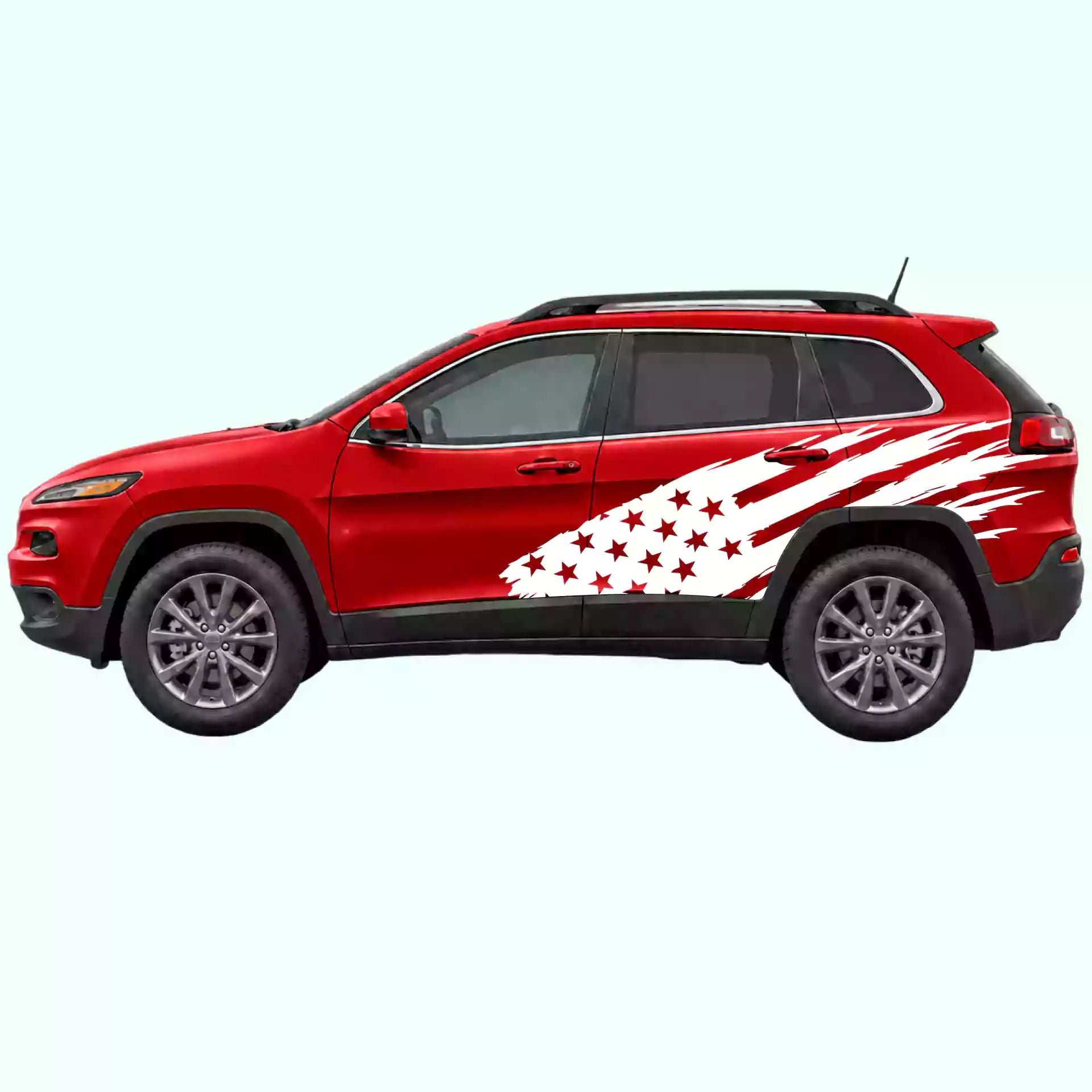 2014-2023 Jeep Cherokee US Flag Side Decals Vinyl Graphics Kit White