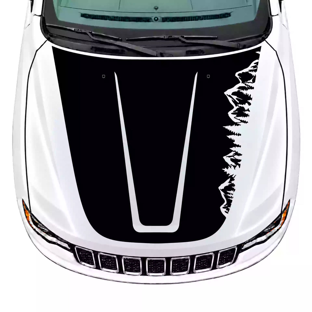 2014-2022 Jeep Grand Cherokee Adventure Hood Decals Vinyl Graphics Kit Black